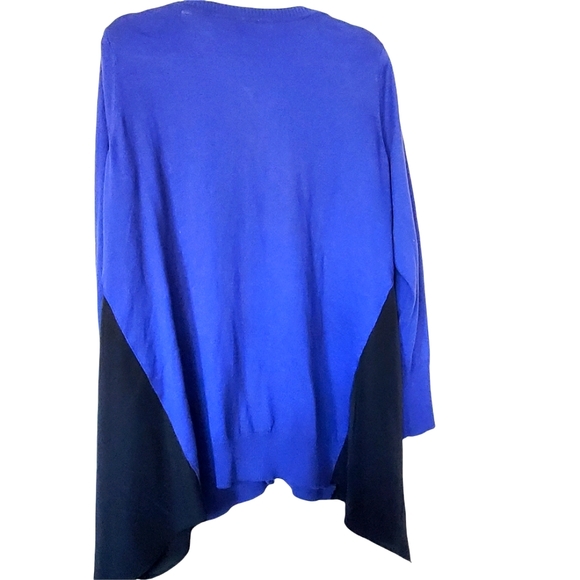 Logo swing knit tunic button down blue sweater - Picture 2 of 4